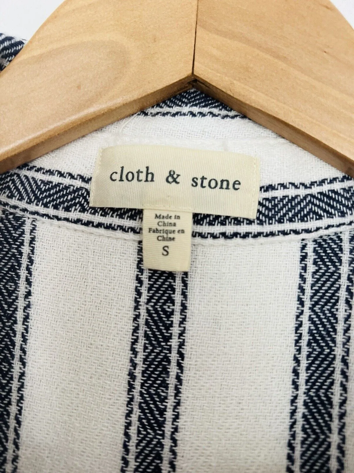 ANTHROPOLOGIE Cloth & Stone Woven Striped Button Up Shirt Sz S Long Sleeve