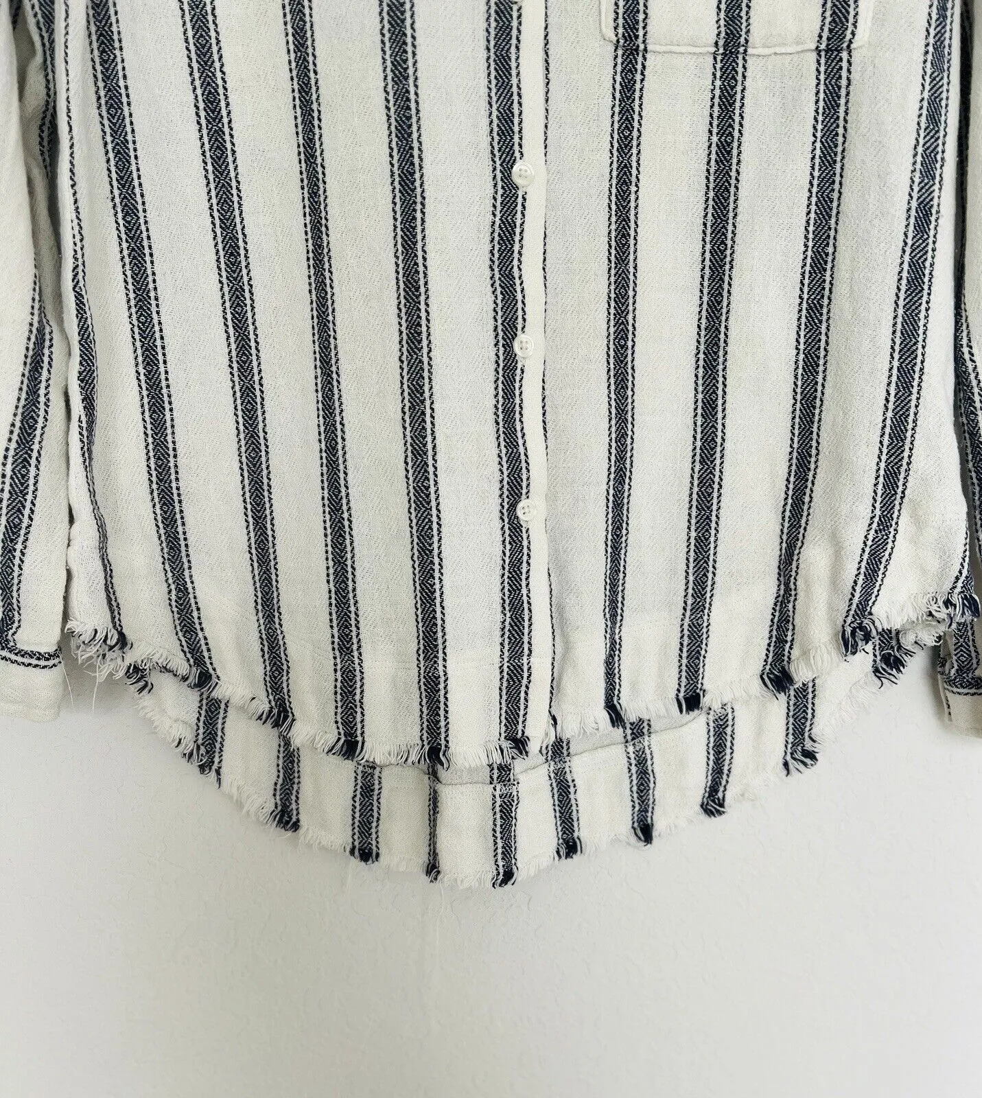 ANTHROPOLOGIE Cloth & Stone Woven Striped Button Up Shirt Sz S Long Sleeve