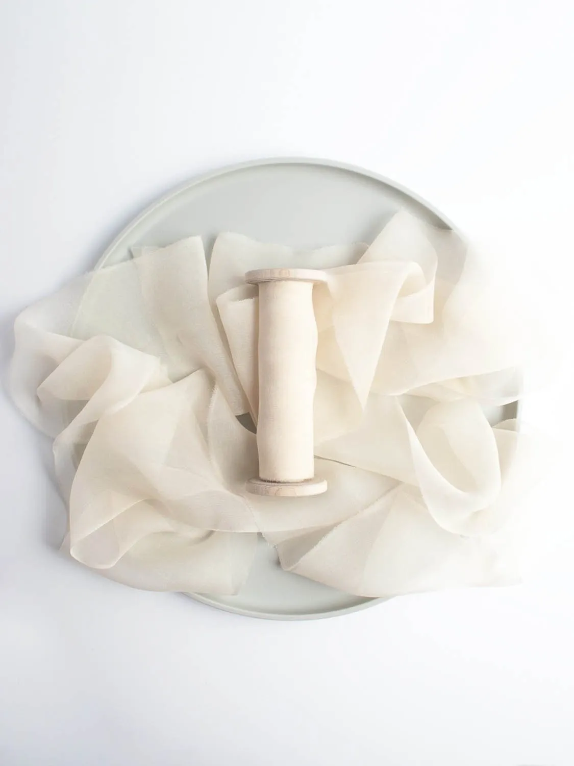 Antiqued White Silk Ribbon - Gauze, Naturally Dyed