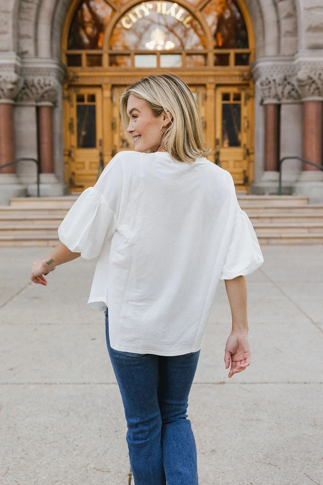 Anything But Basic Bubble Sleeve Top