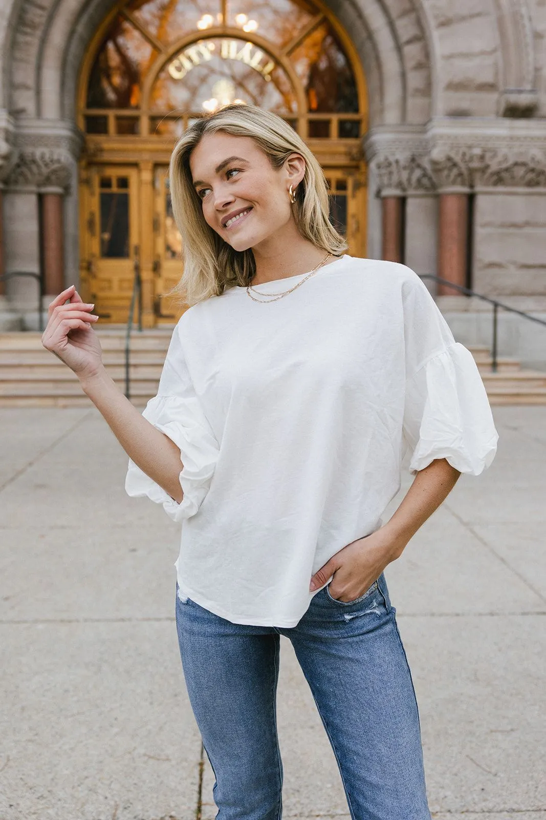 Anything But Basic Bubble Sleeve Top