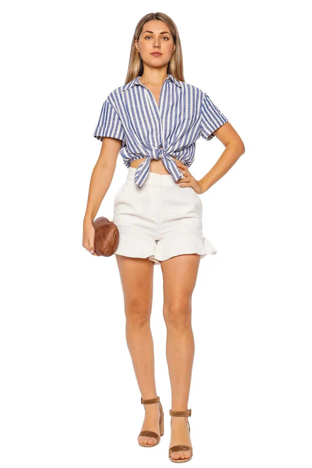 Asbury Striped Seersucker Tie Top