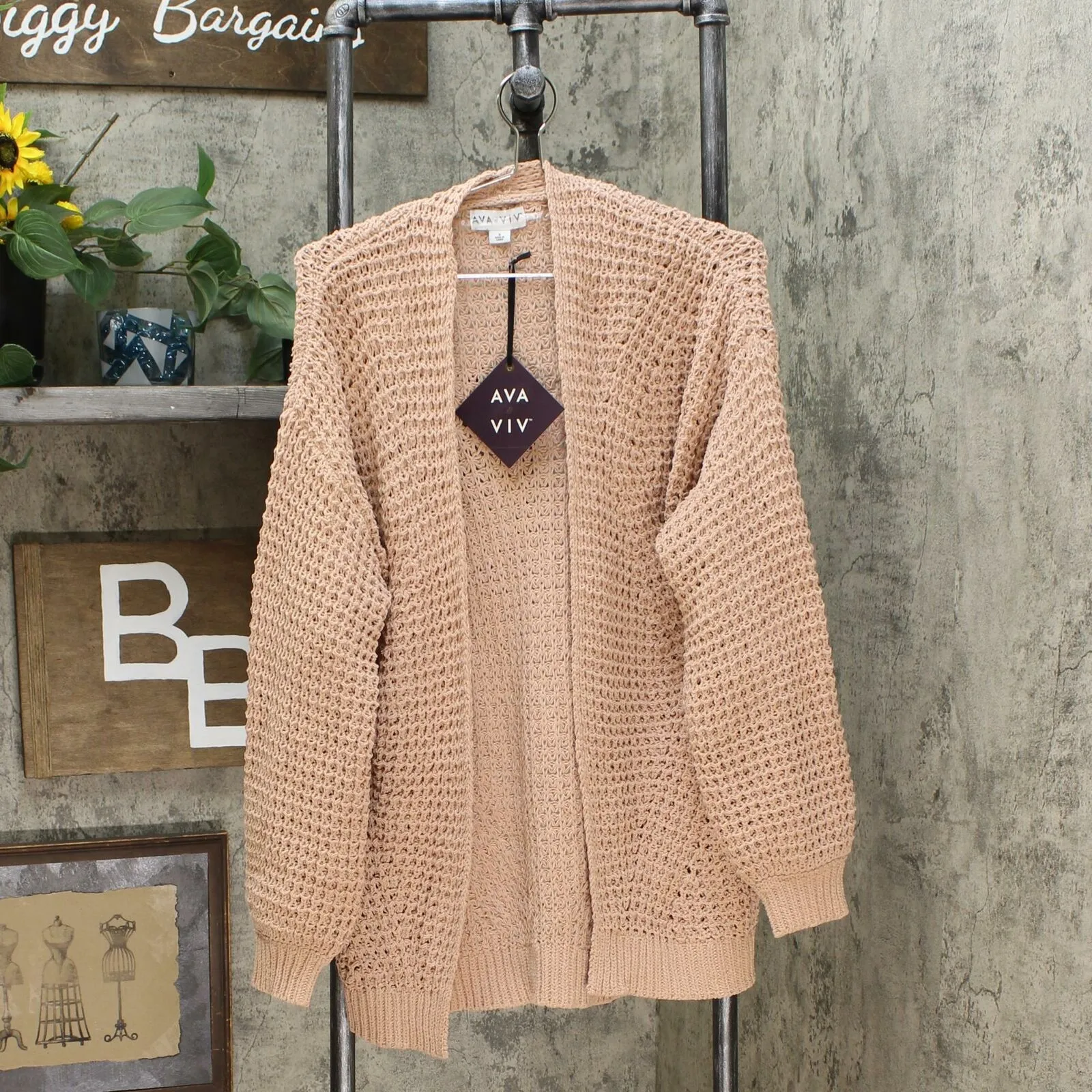 Ava & Viv Women's Plus Size Long Sleeve Open Neck Cardigan