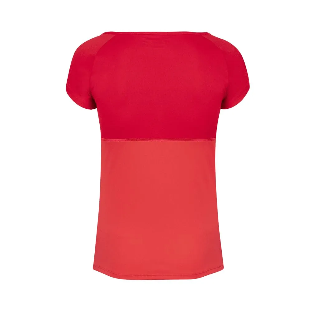 Babolat Play Womens Cap Sleeve Badminton Top - Tomato Red