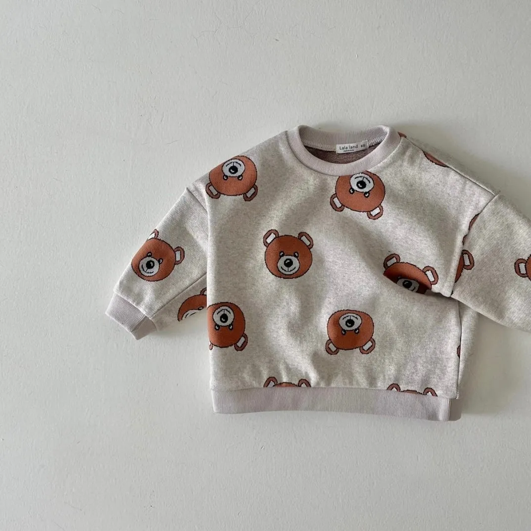 Baby Jacquard Bear Sweatshirt- Oatmeal