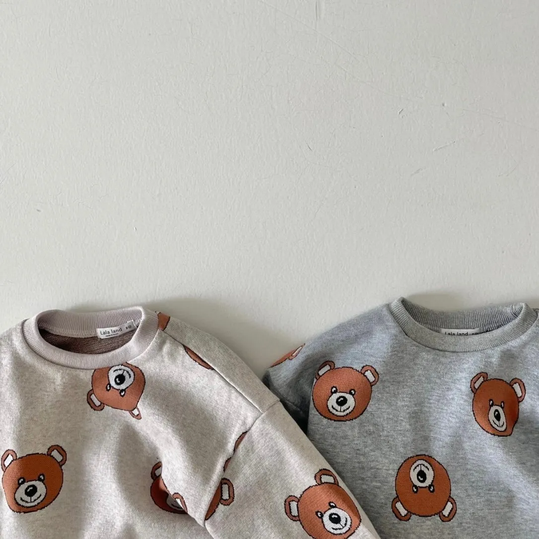 Baby Jacquard Bear Sweatshirt- Oatmeal