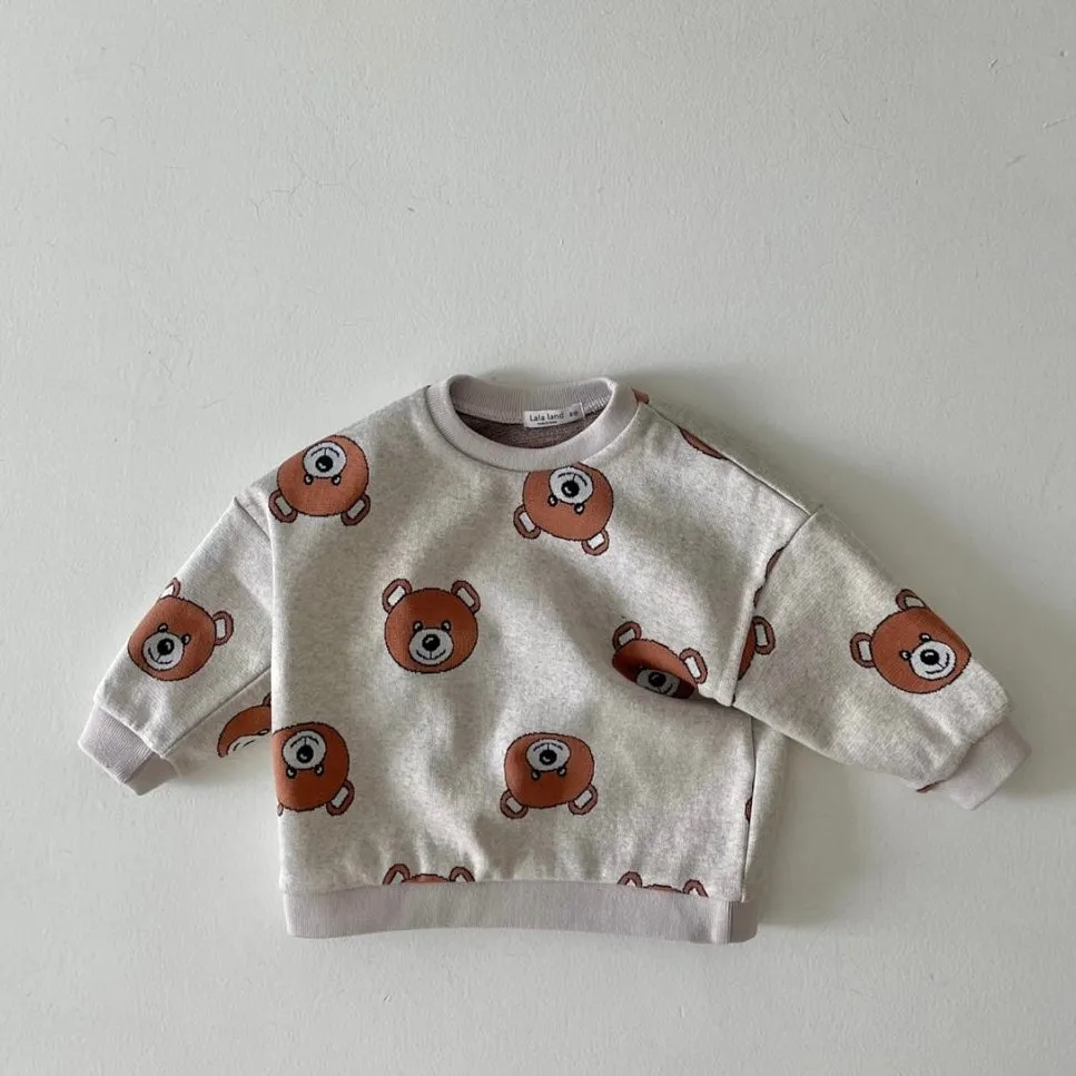 Baby Jacquard Bear Sweatshirt- Oatmeal