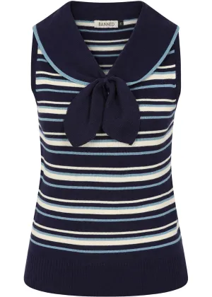 Banned Maisie Stripped Jumper Navy Blue