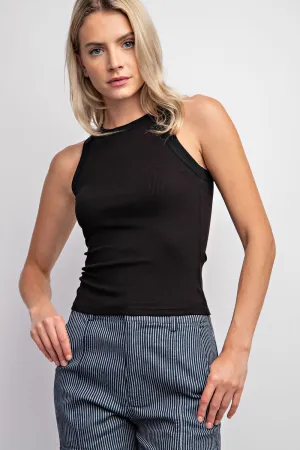 Basic Black Ribbed Tank