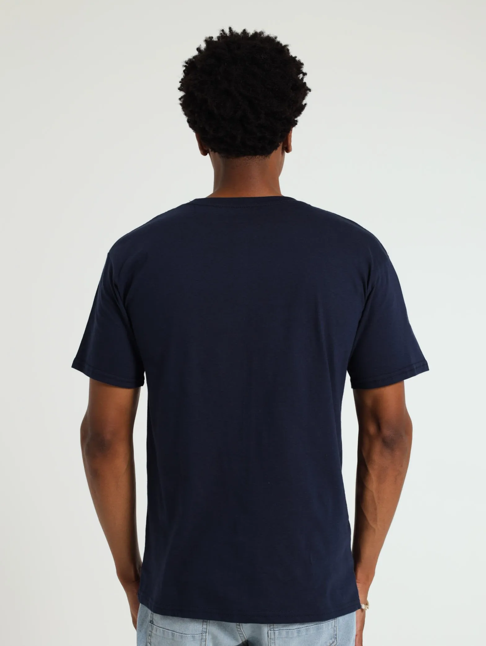 Basic Chest Print Top - Navy