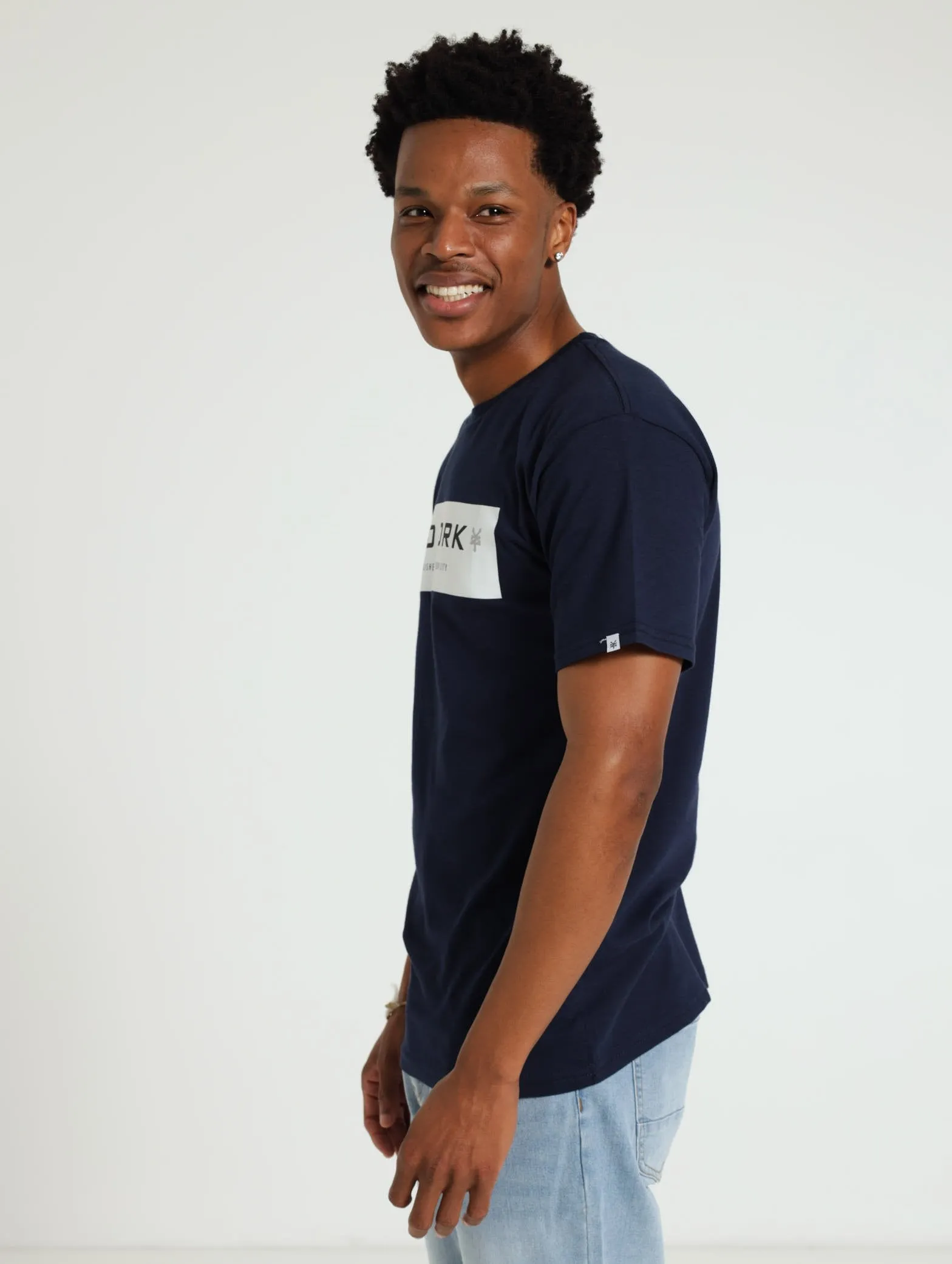 Basic Chest Print Top - Navy