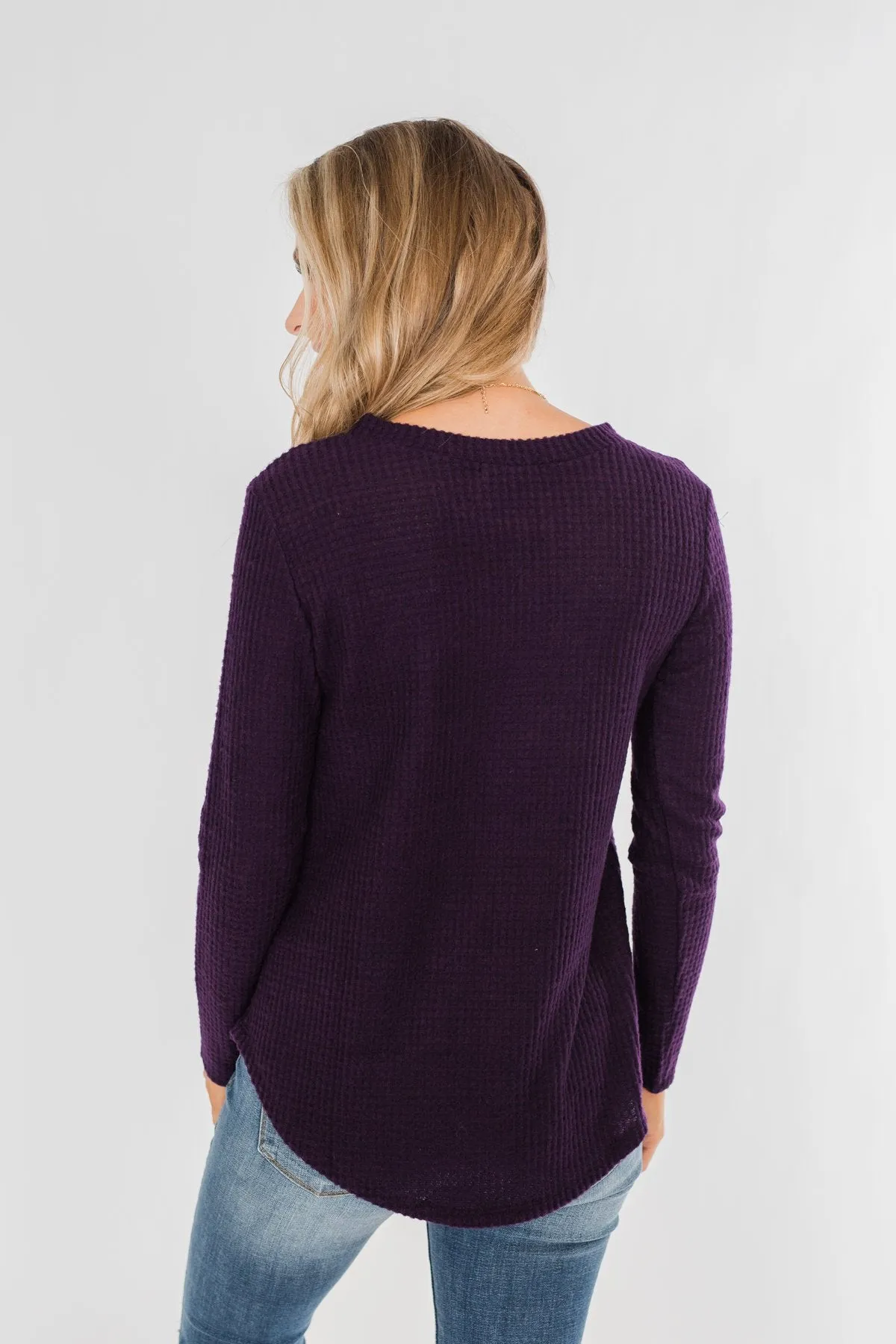 Be With You Waffle Knit Top- Eggplant