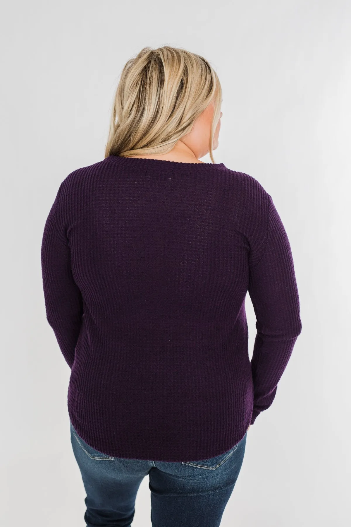 Be With You Waffle Knit Top- Eggplant