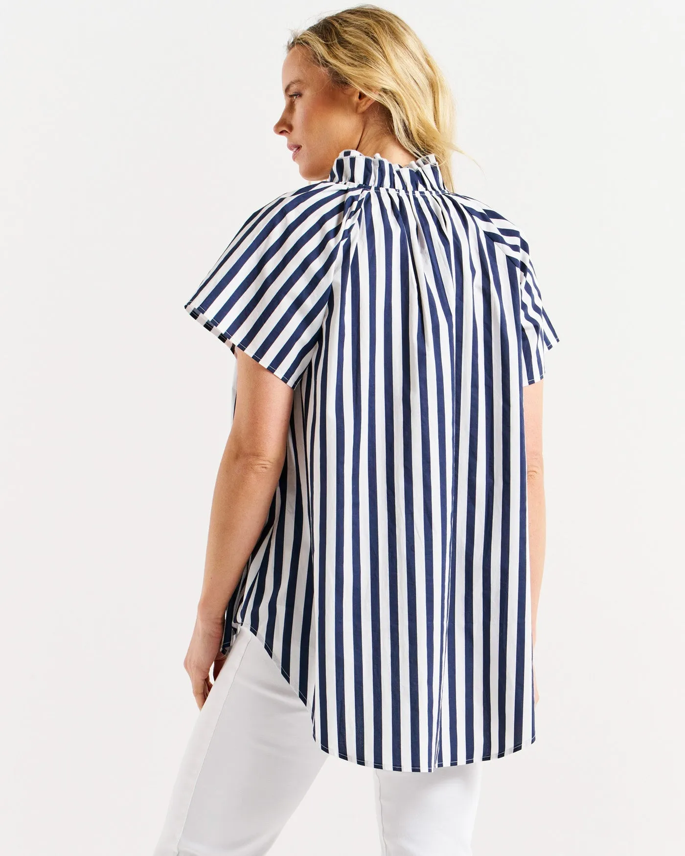 Betty Basics - Caspian Blouse - Blue/White Stripe
