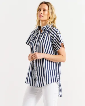 Betty Basics - Caspian Blouse - Blue/White Stripe