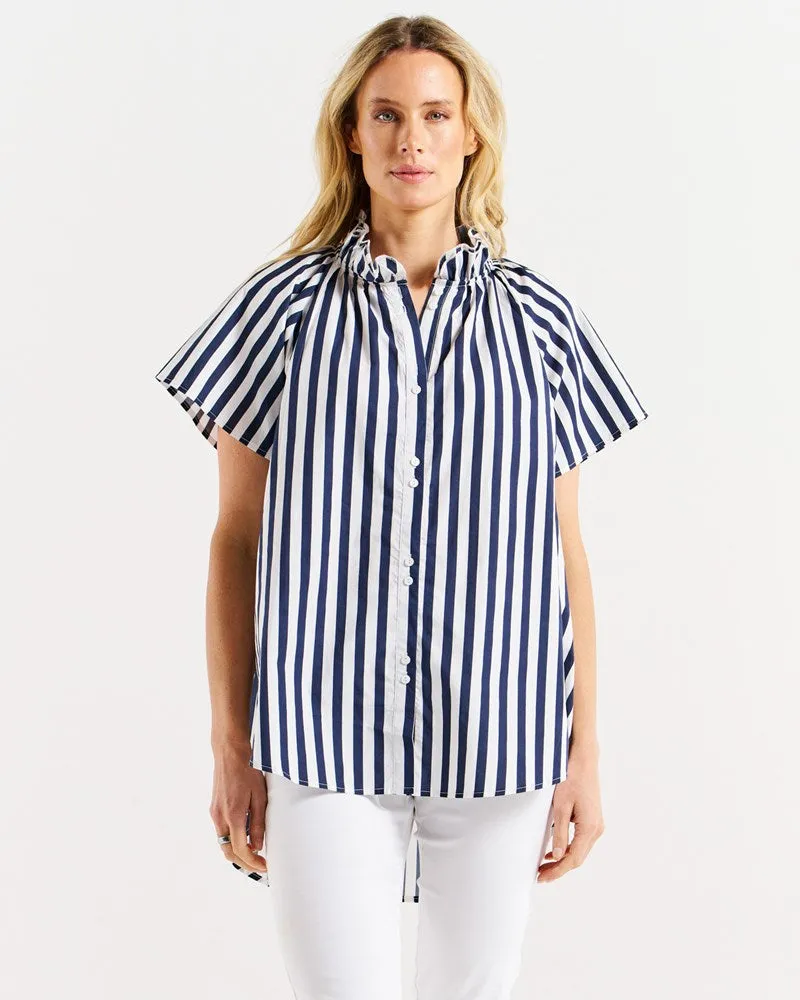 Betty Basics - Caspian Blouse - Blue/White Stripe
