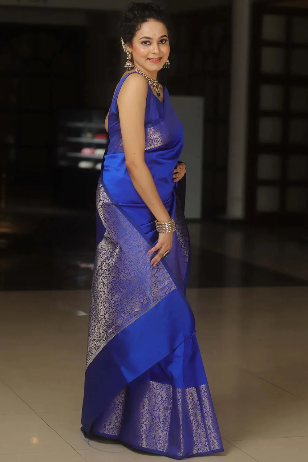 Blue Soft Banarasi Silk Saree