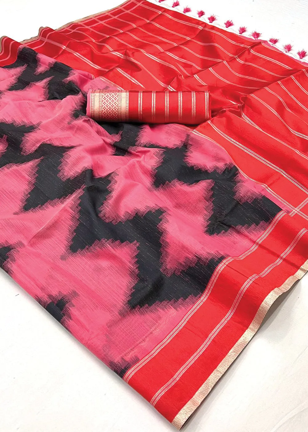 Blush Pink Woven Soft Silk Saree