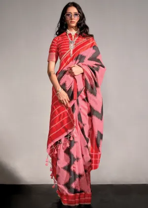 Blush Pink Woven Soft Silk Saree