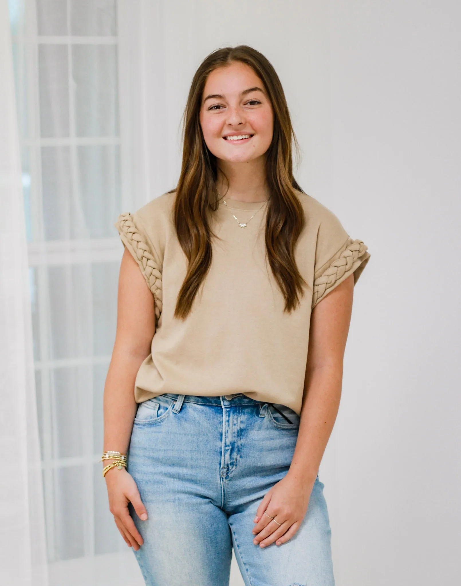 Braided Beauty Blouse in Taupe