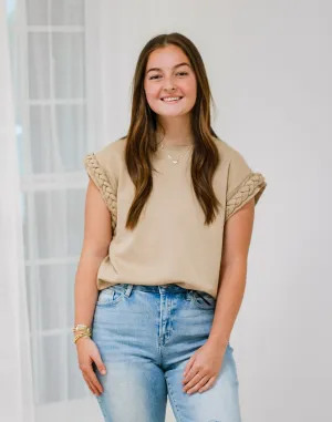 Braided Beauty Blouse in Taupe