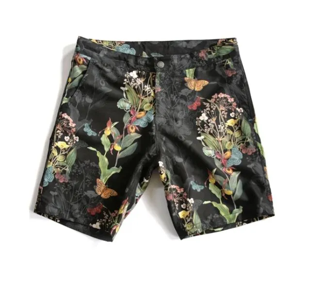 Braunton Eco Swim Shorts - Black Endangered Flower