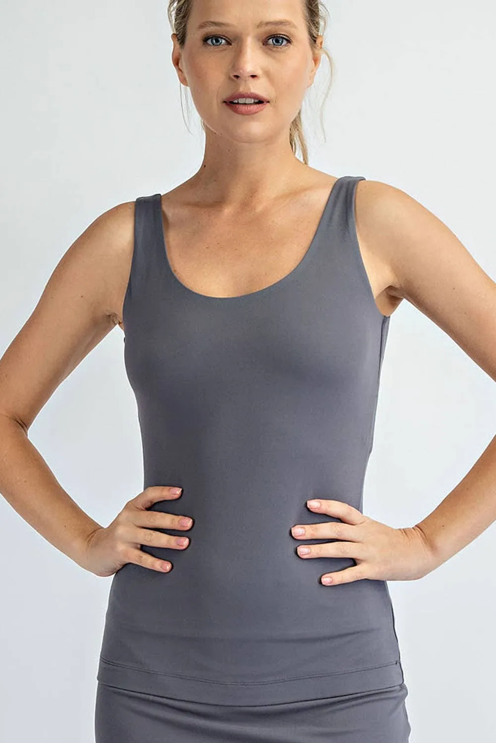 BUTTER SOFT TANK TOP: Titanium