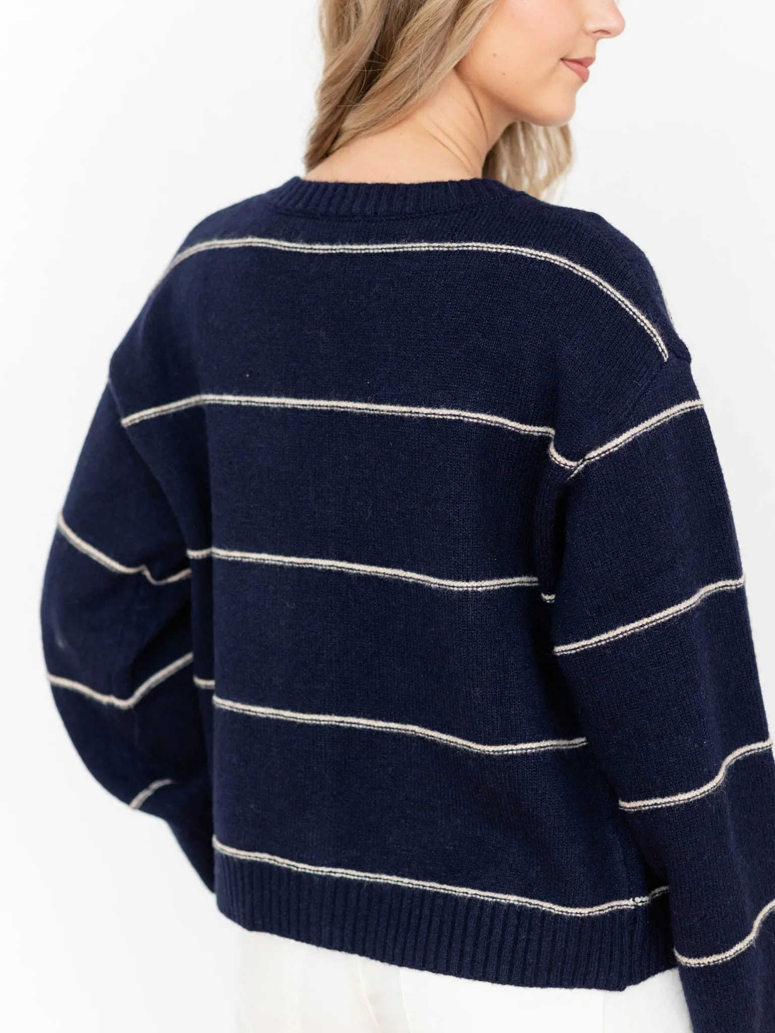 Button Front Striped Cardigan
