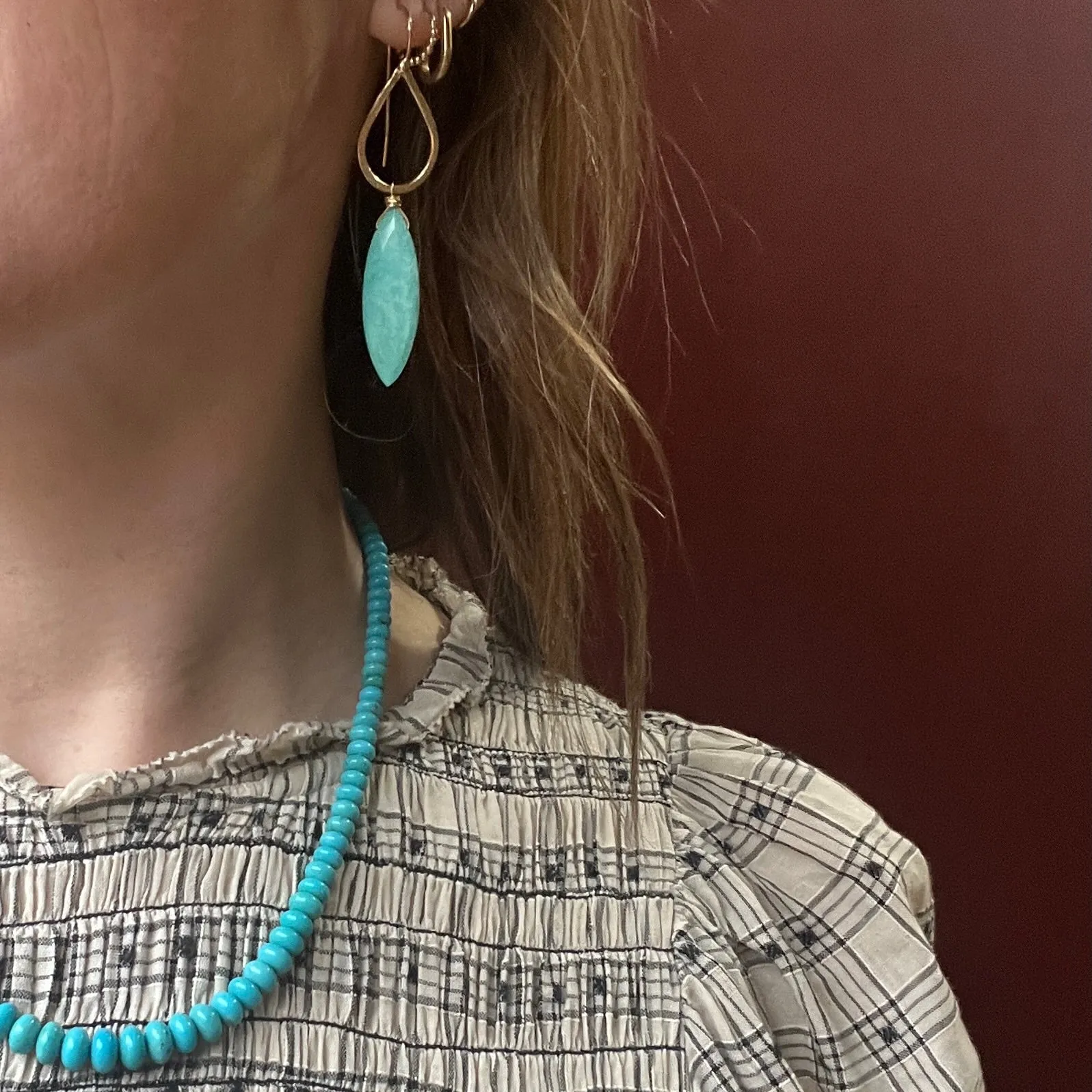 Cairo Turquoise Navettes & Gold Earrings by brunet