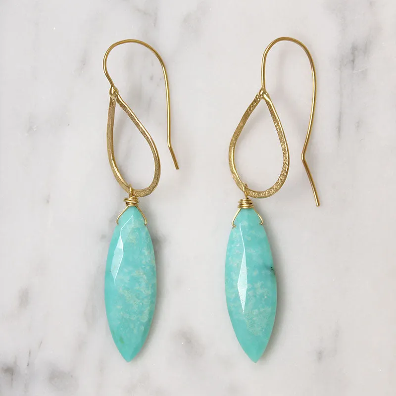 Cairo Turquoise Navettes & Gold Earrings by brunet