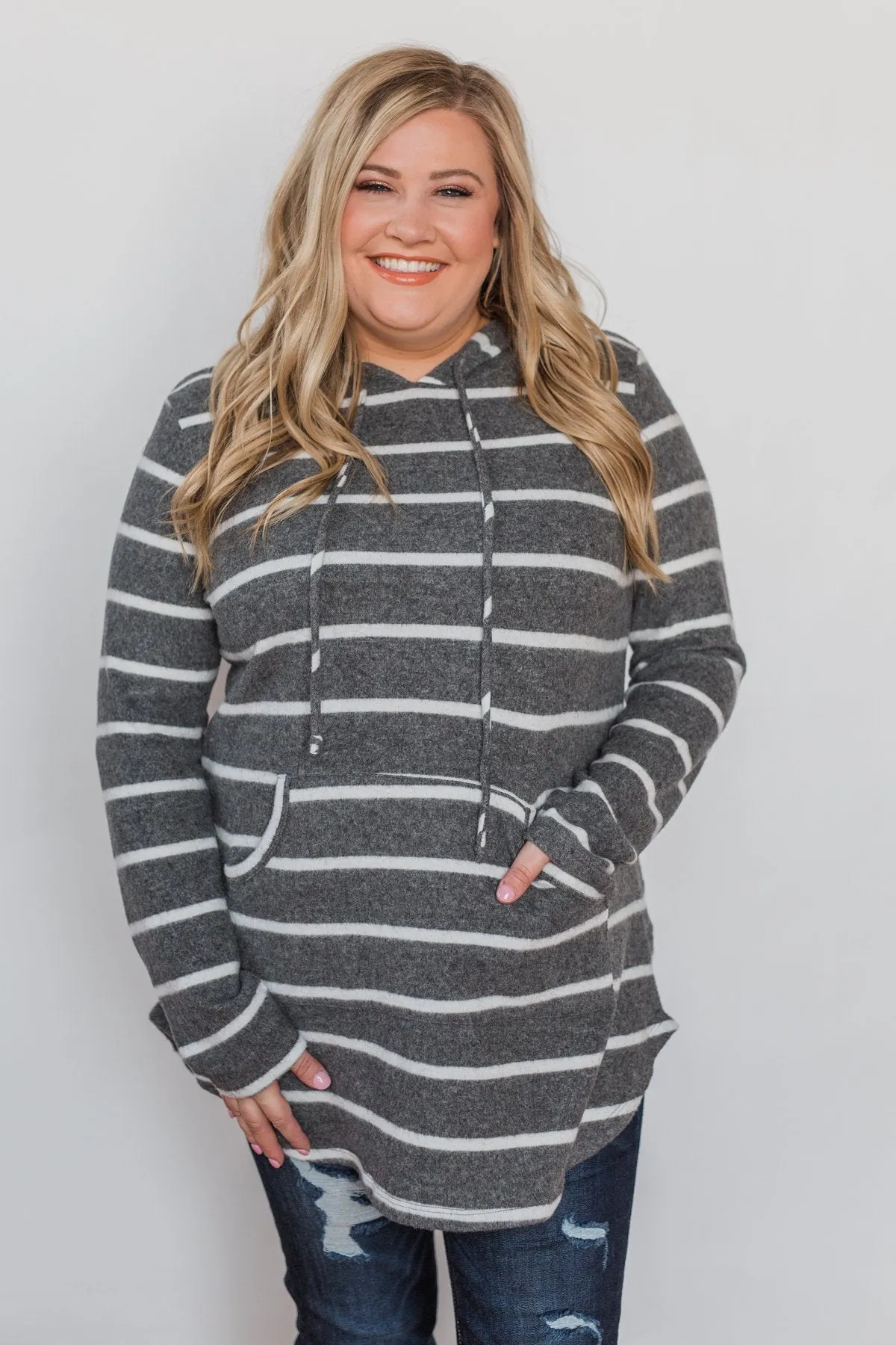 Can't Stop This Feeling Tunic Hoodie - Grey & White