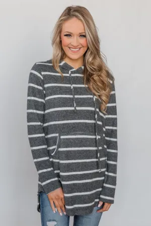 Can't Stop This Feeling Tunic Hoodie - Grey & White