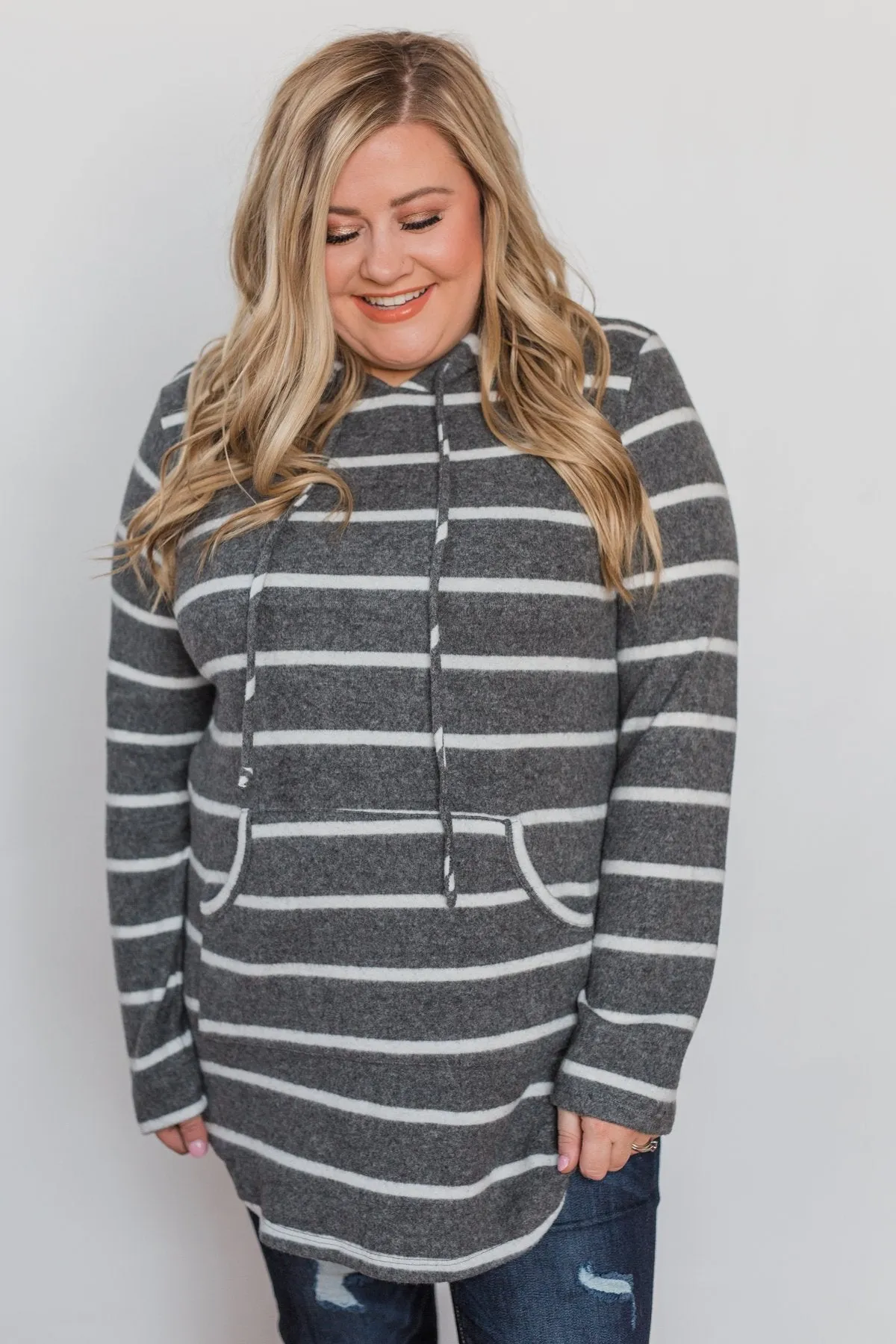 Can't Stop This Feeling Tunic Hoodie - Grey & White