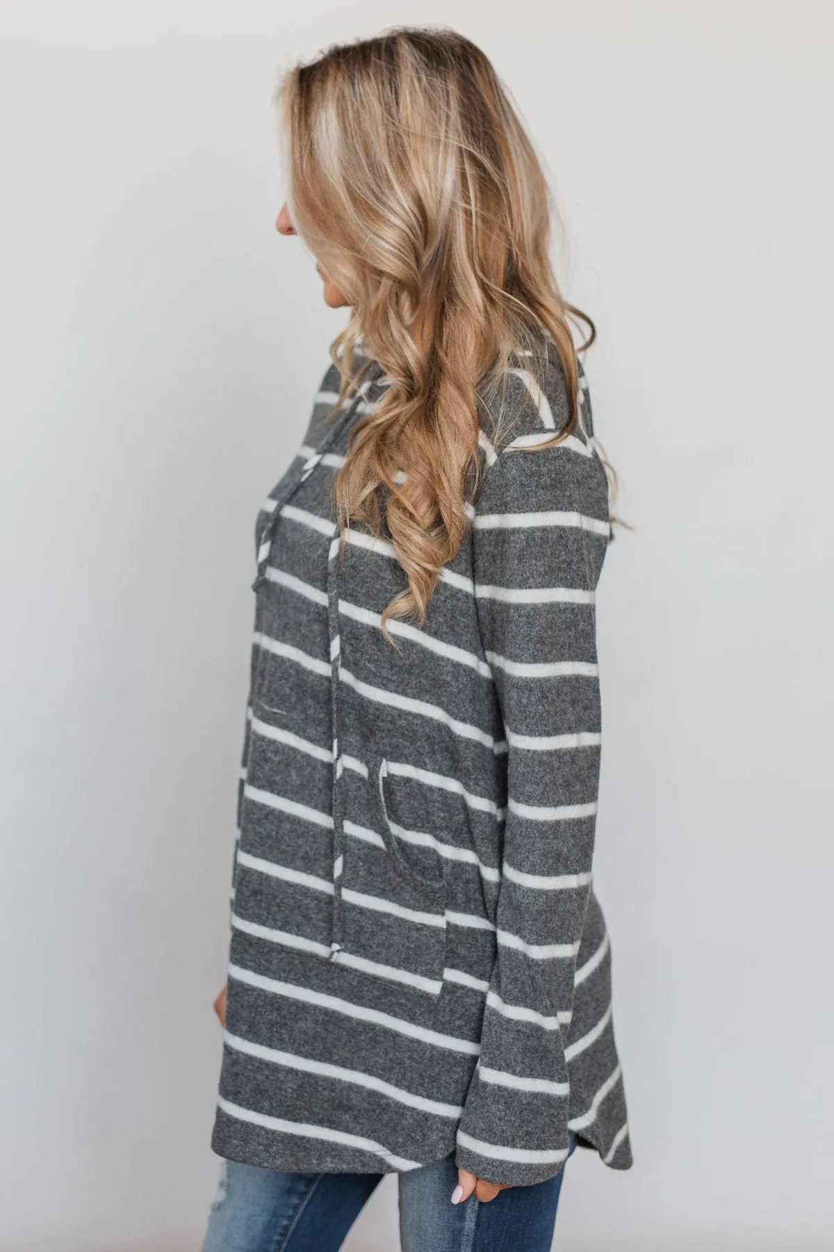 Can't Stop This Feeling Tunic Hoodie - Grey & White