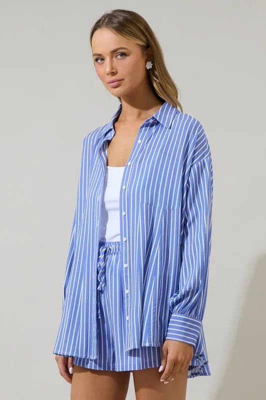 Carry On Striped Boyfriend Shirt