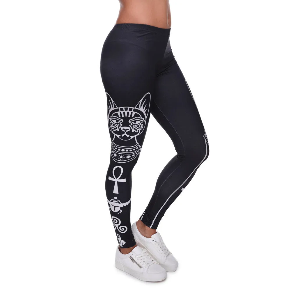 Cat Drawing Legging Slim Fit