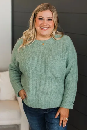 Cause A Commotion Knit Sweater- Dusty Mint