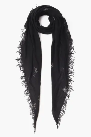 chan luu cashmere and silk black embroidered scarf