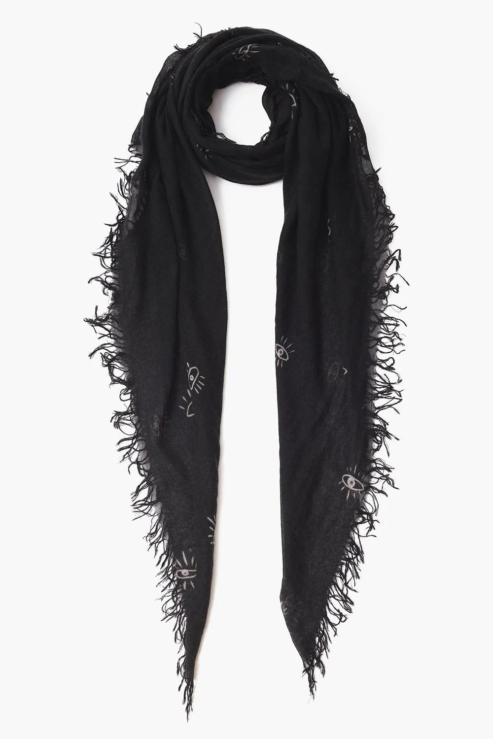 chan luu cashmere and silk black embroidered scarf