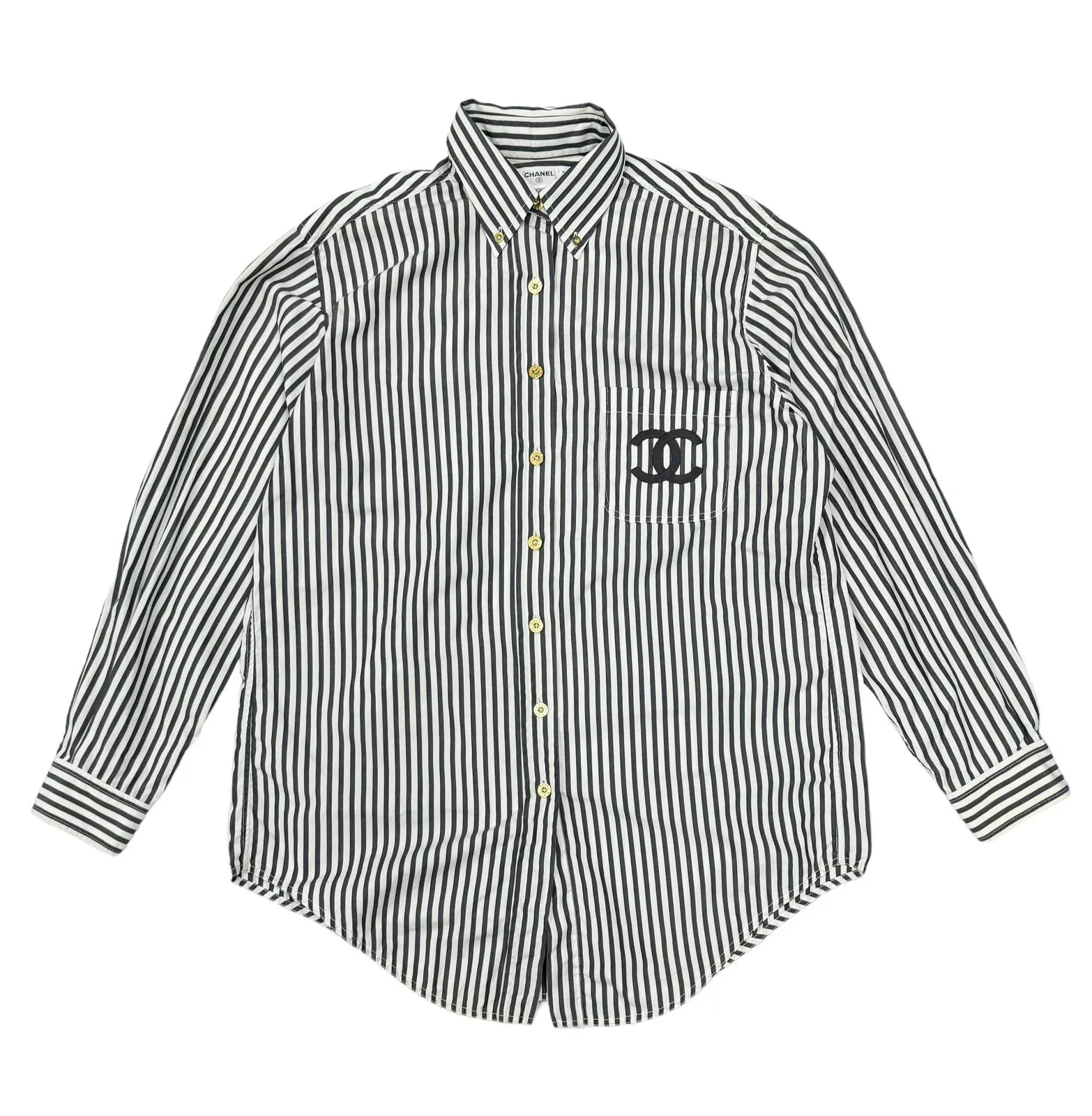 Chanel Black Striped Button Down