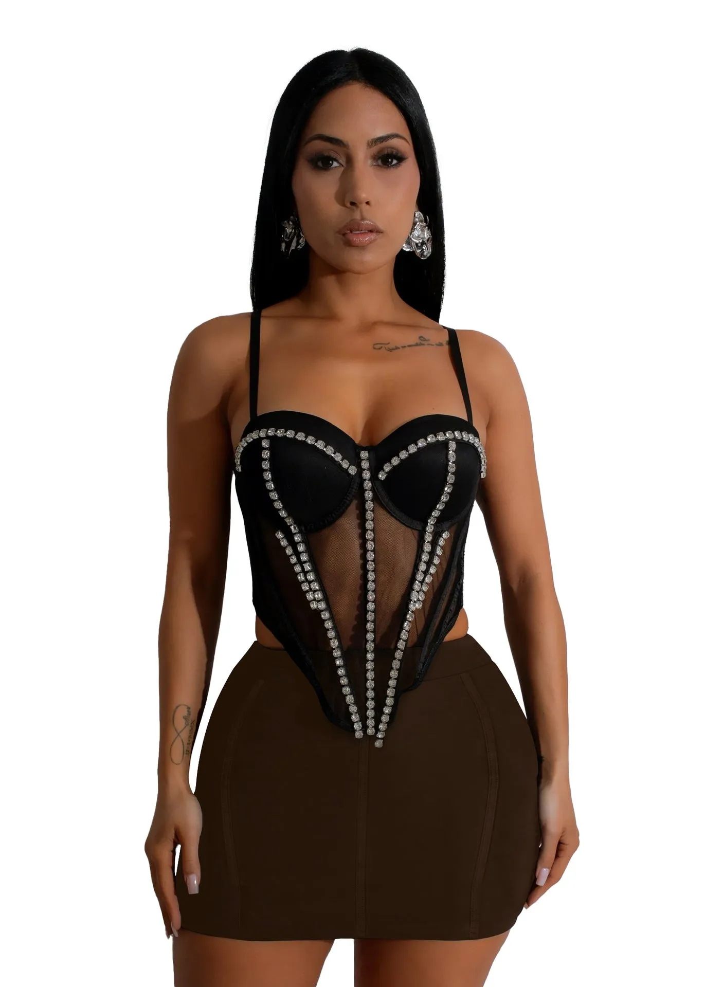 Chic High-Waist Black Fitted Mini Skirt
