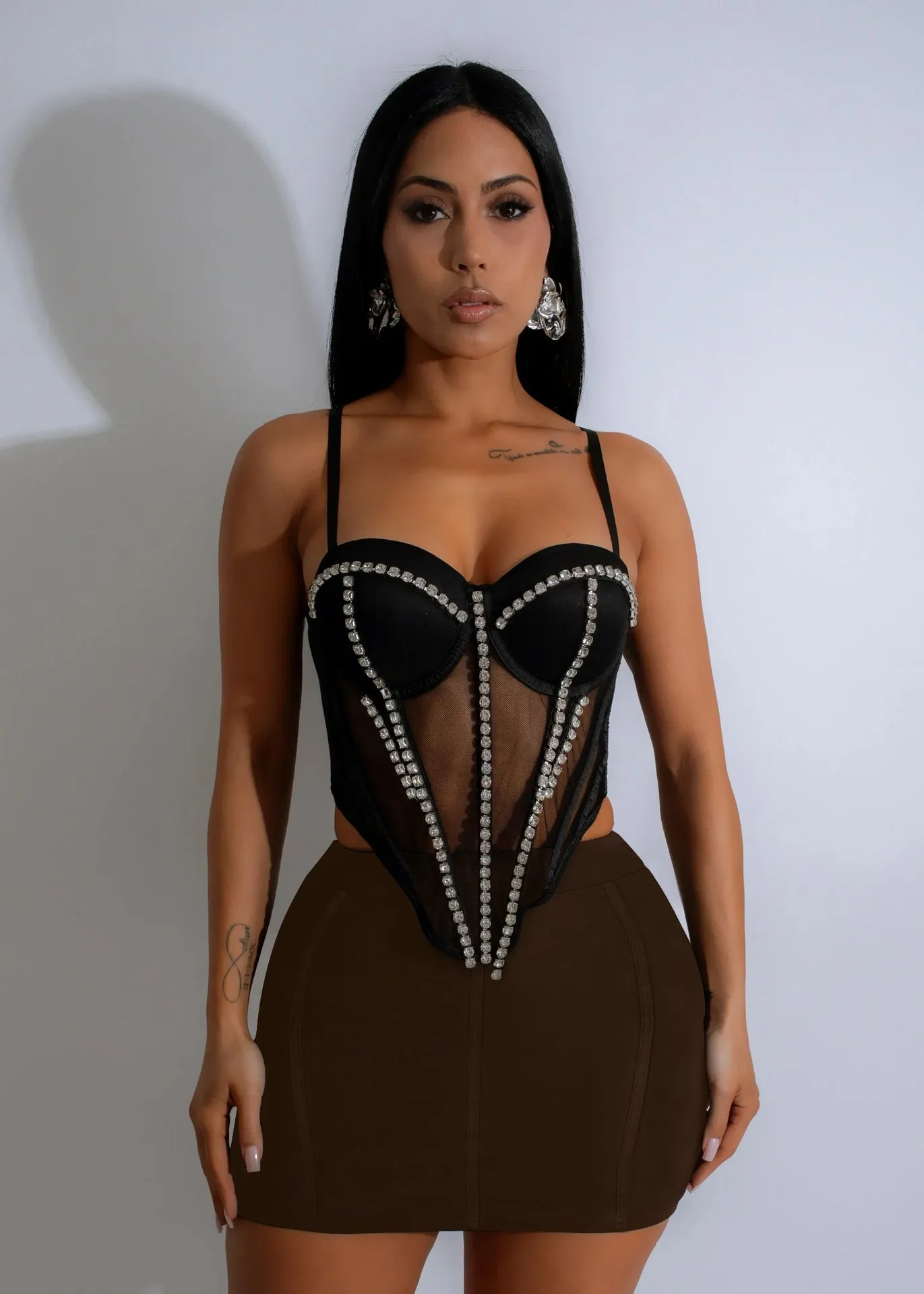 Chic High-Waist Black Fitted Mini Skirt