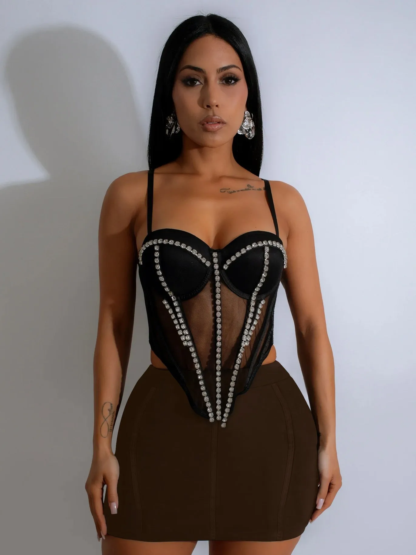 Chic High-Waist Black Fitted Mini Skirt