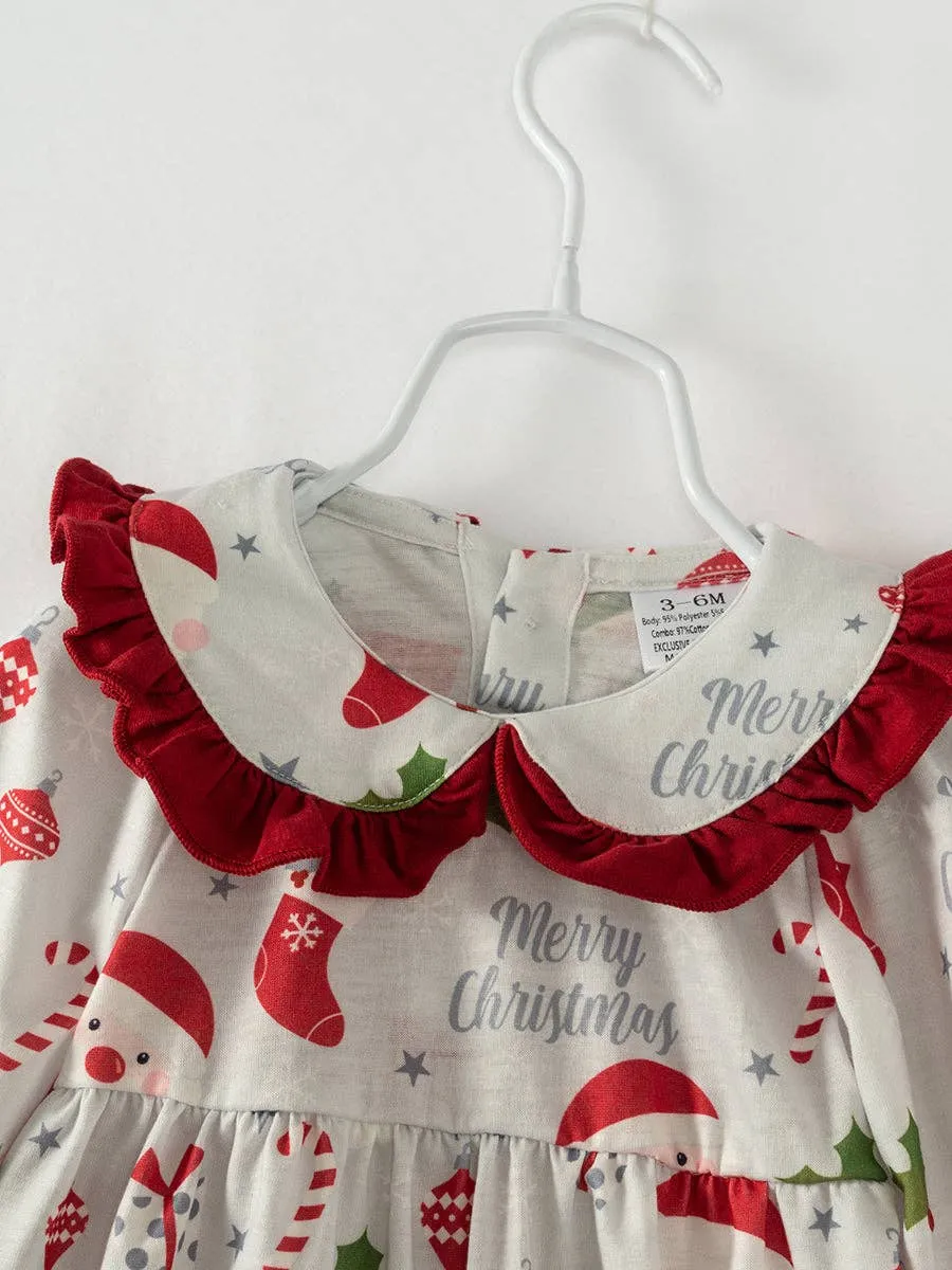 Christmas Santa Ruffle Baby Girl Romper