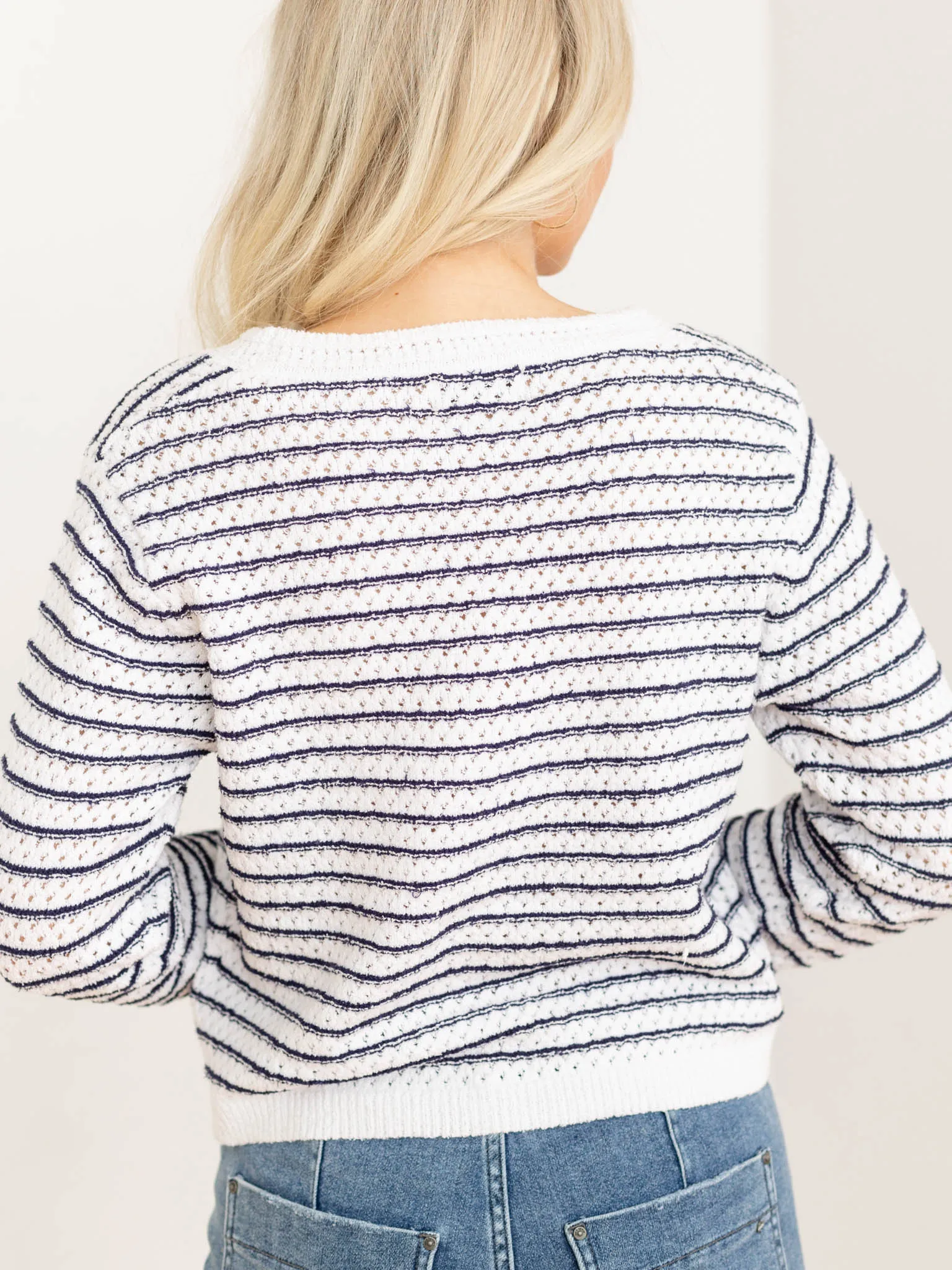 Chunky Crochet Knit Striped Cardigan
