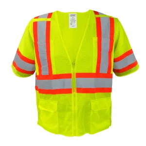 Class 3 Lime Zipper Safety Vest (6 Pockets)