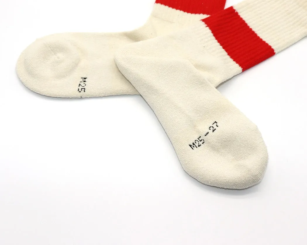 Classic Crew Socks - Eco Silk Noil and Organic Cotton - Scarlet