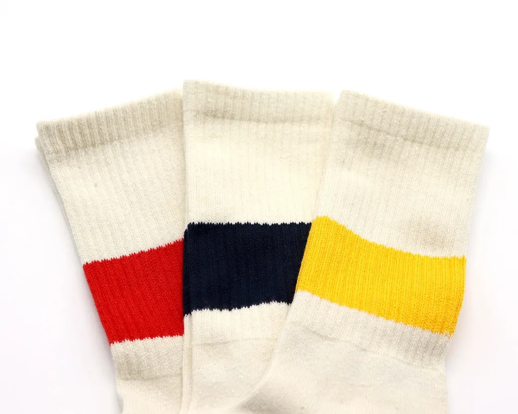Classic Crew Socks - Eco Silk Noil and Organic Cotton - Scarlet