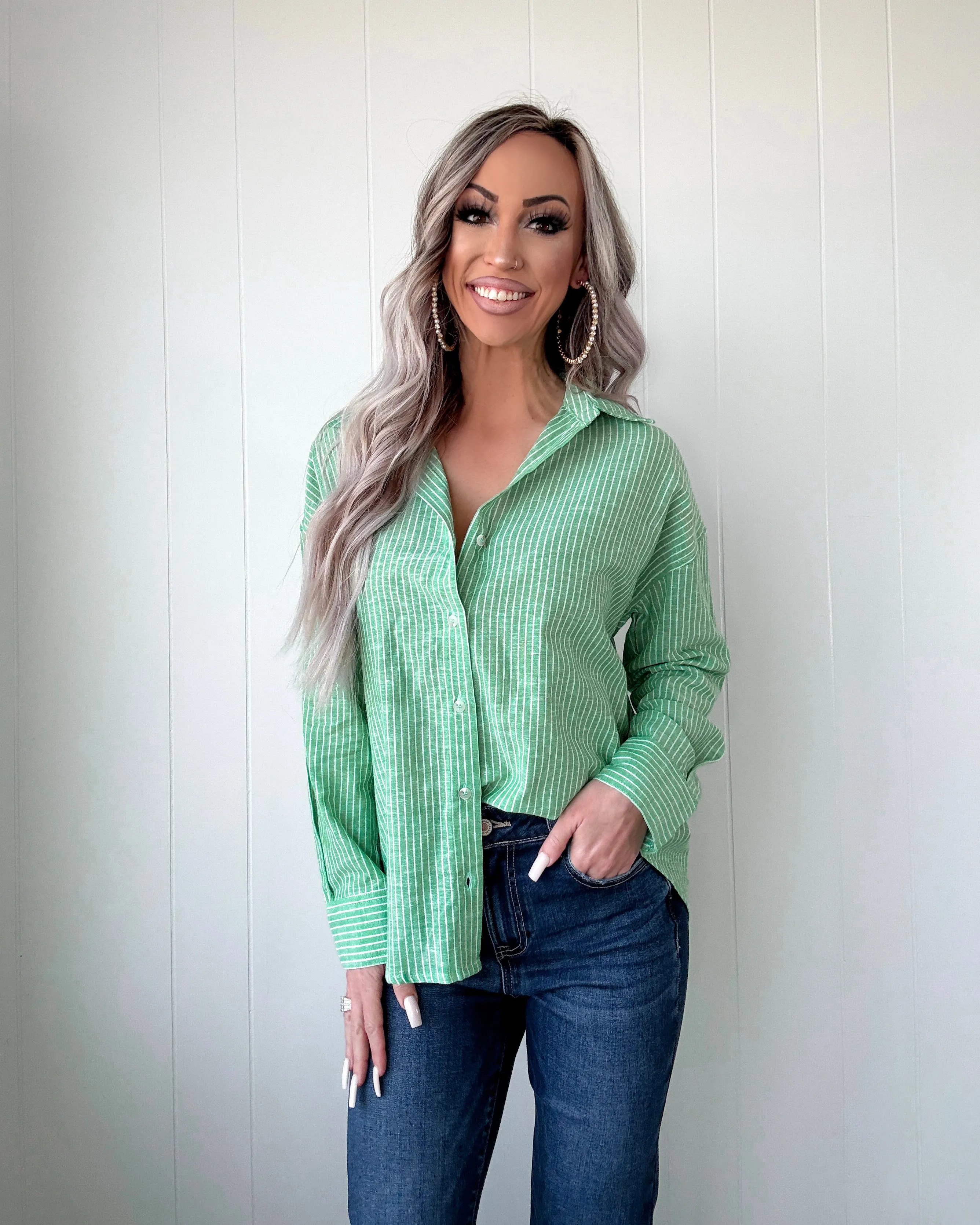 Classic Edge Striped Button-Up - Green