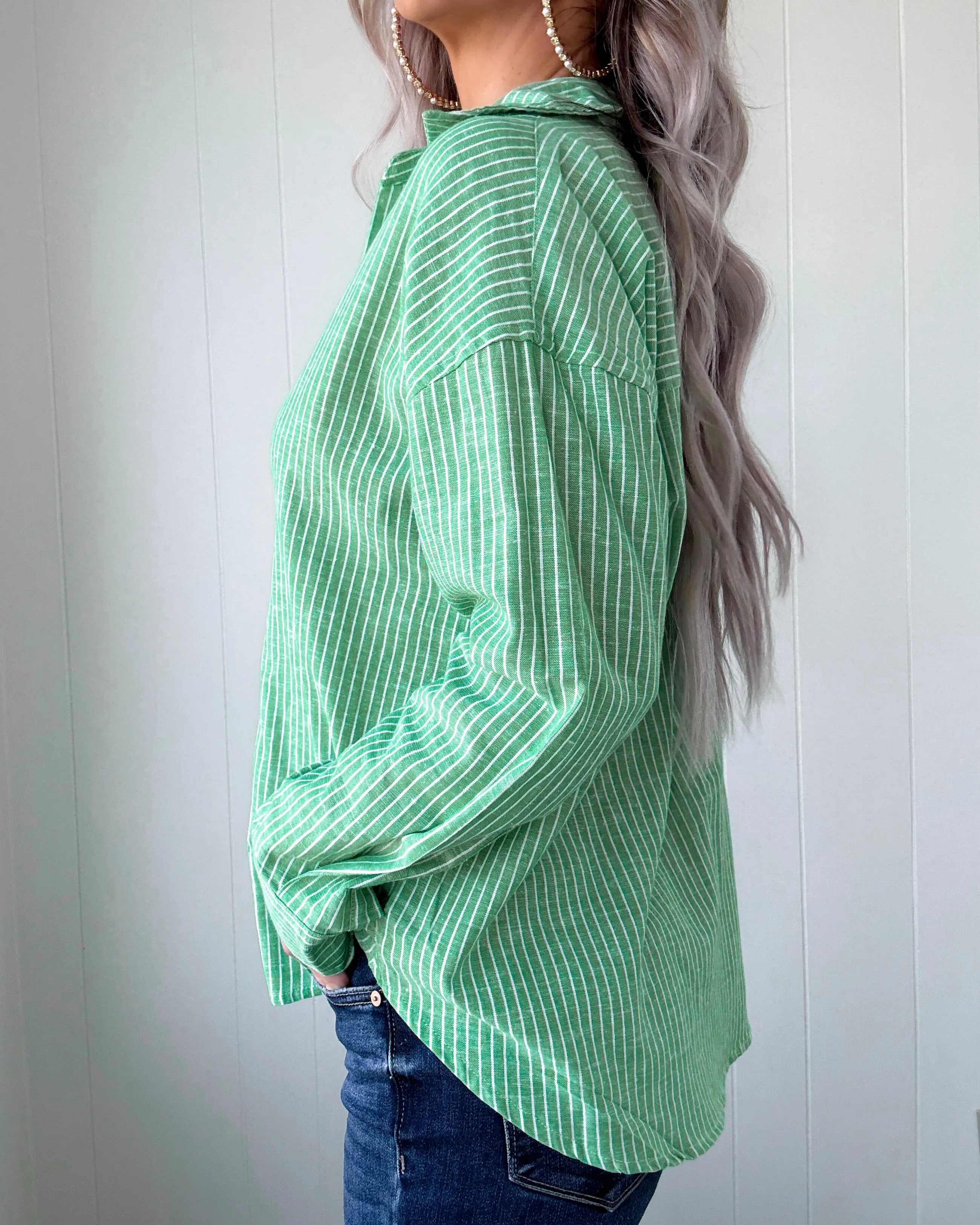 Classic Edge Striped Button-Up - Green